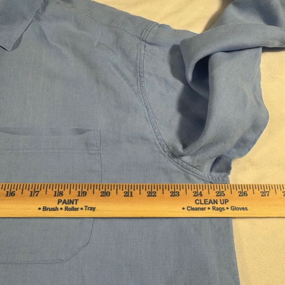 Banana Republic Shirt 100% Linen Men's XL Blue Long Sleeve Button Down‎